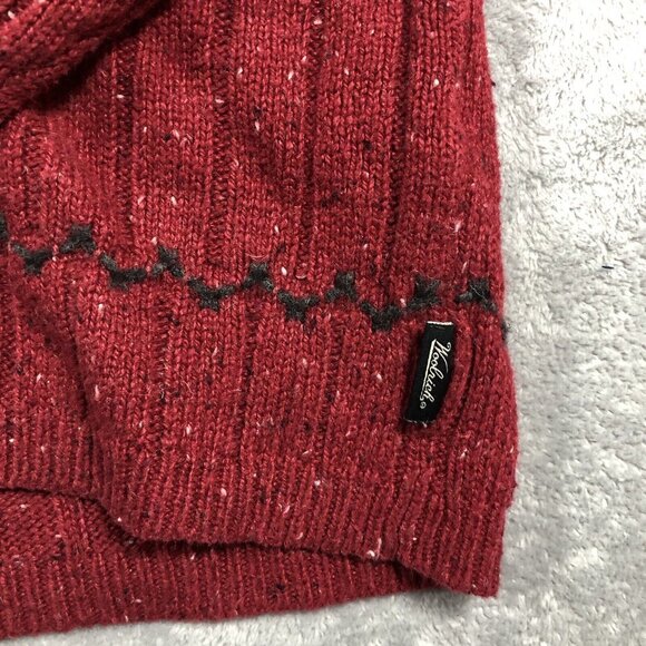 Woolrich Sweater Womens XL Red V Neck Wool Bright Ruby Heather Cozy Cabincore - Picture 4 of 10